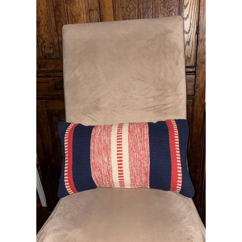 Threshold Red White & Blue Lumbar Pillow 12 x 20 Inch